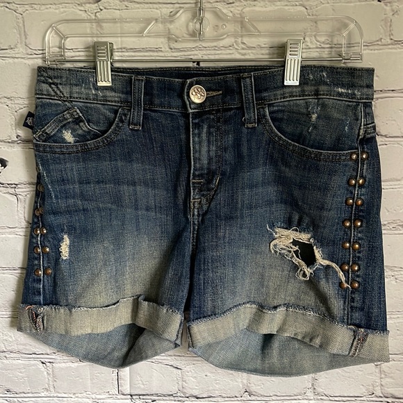 Rock & Republic Pants - Rock & Republic Factory Distressed Studded Stretch Jean Shorts Size 6